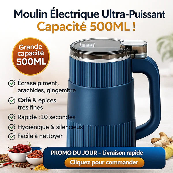 Moulin Électrique Ultra-Rapide - en Acier Inoxydable