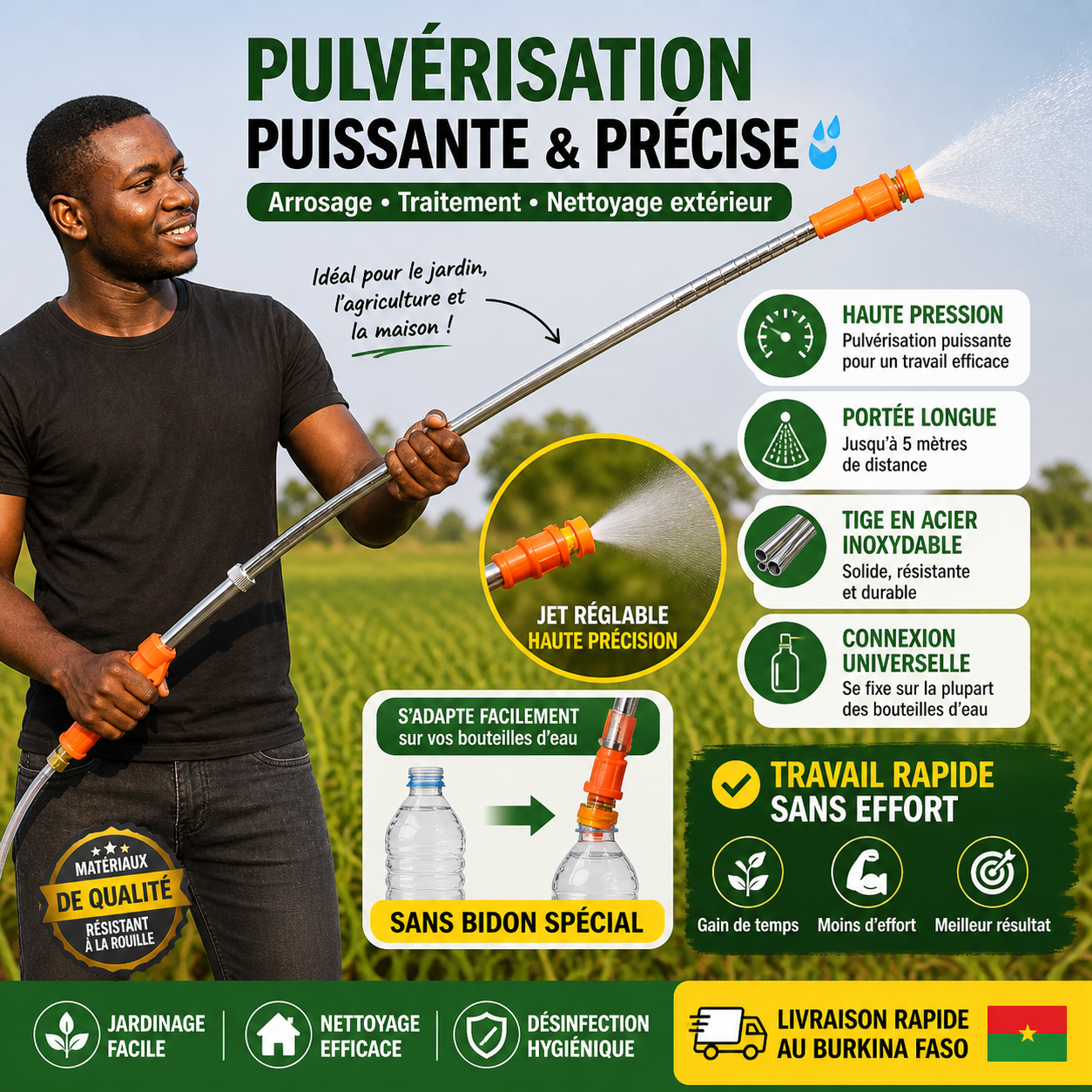 Pulvérisateur rétractable pour pesticides (sans bidon)